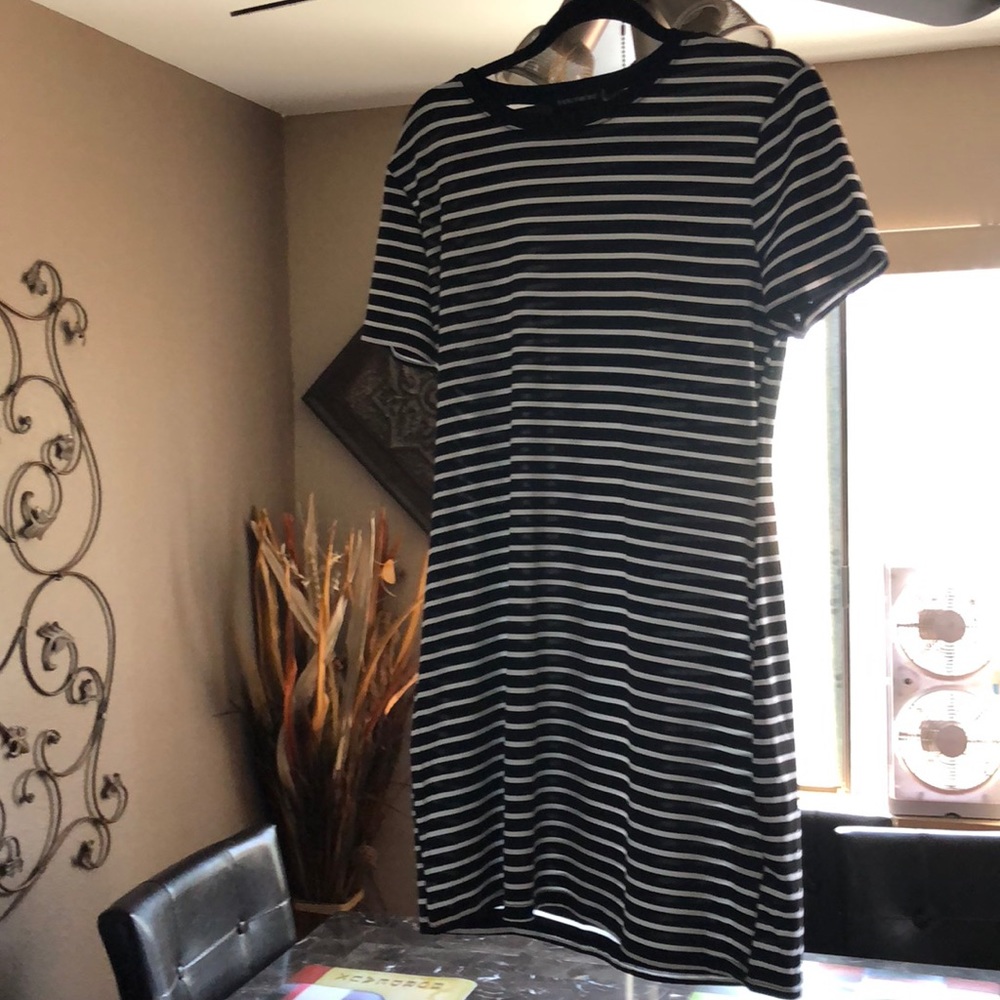 Black and white striped dress